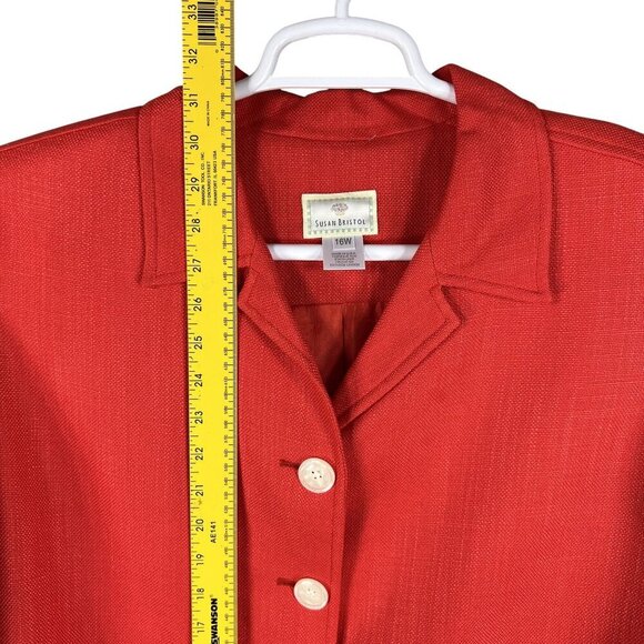 Susan Bristol NWT Womens 16W Red Button Down Blazer Jacket Pockets Career Office - Picture 10 of 16